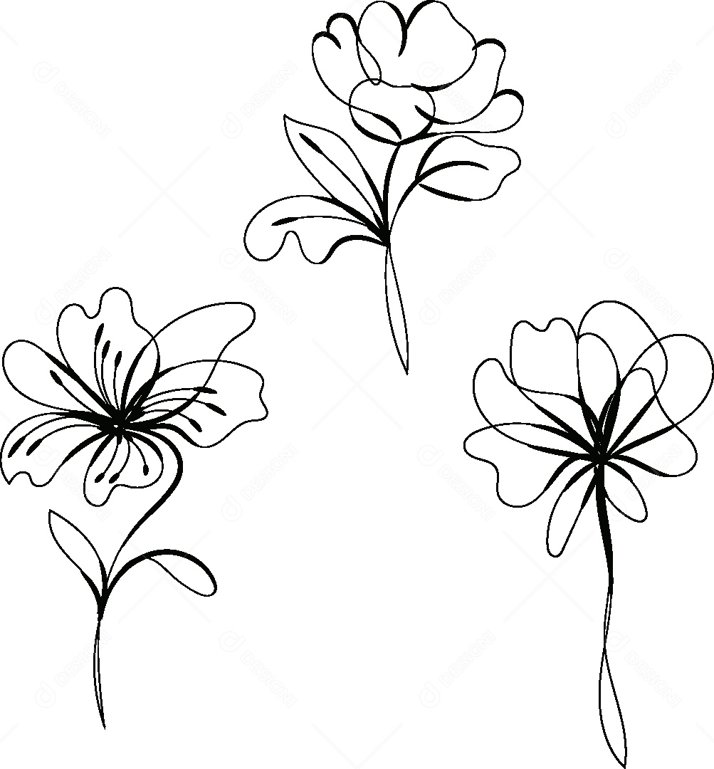Desenho de Flores Feito a Mão Vetor EPS