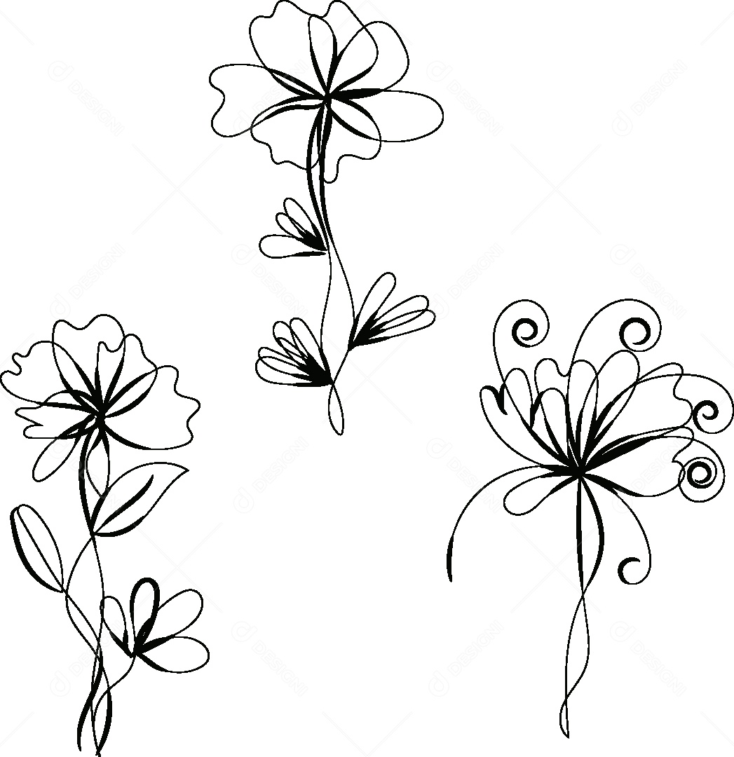 Desenho de Flores Feito a Mão Vetor EPS