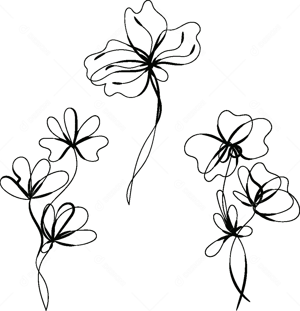 Desenho de Flores Feito a Mão Vetor EPS