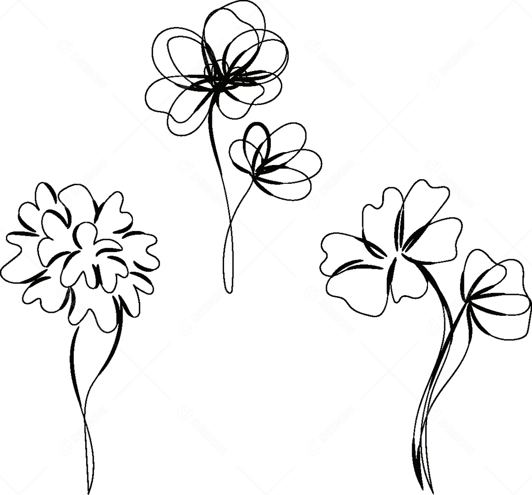 Desenho de Flores Feito a Mão Vetor EPS