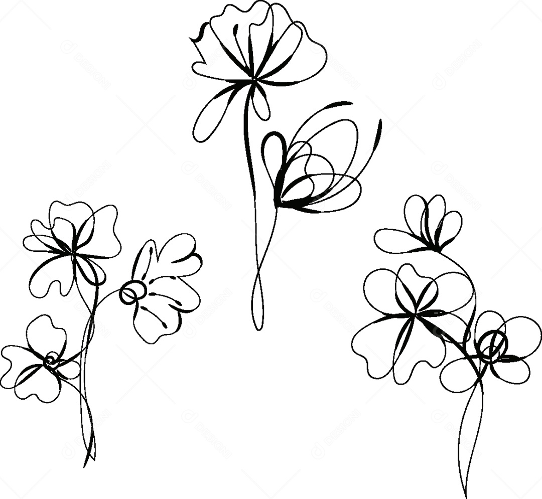 Desenho de Flores Feito a Mão Vetor EPS