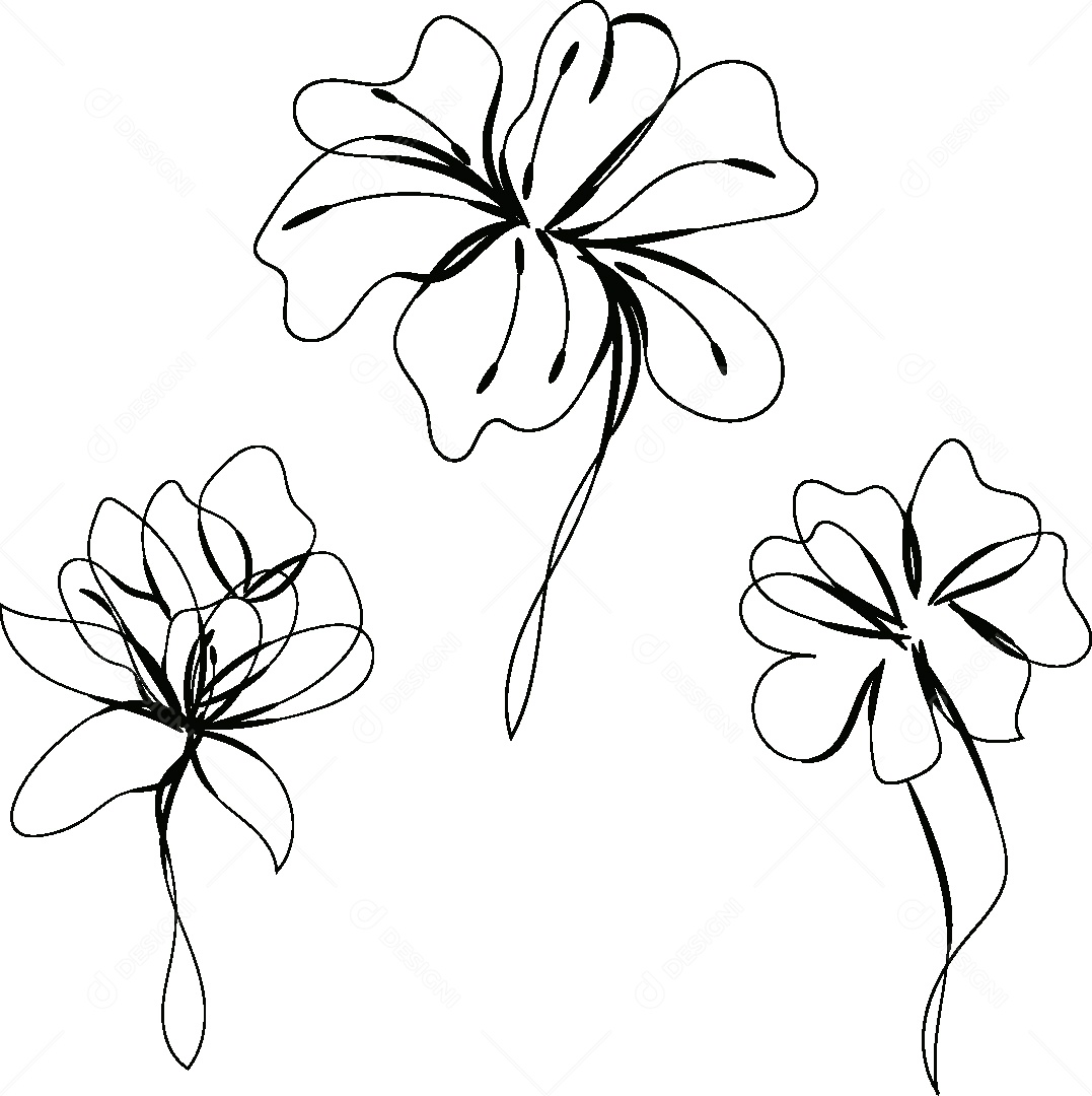 Desenho de Flores Feito a Mão Vetor EPS