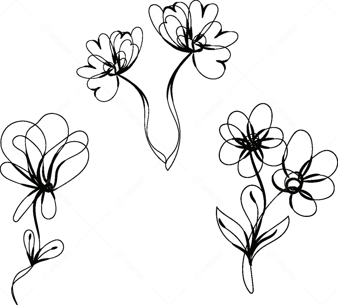Desenho de Flores Feito a Mão Vetor EPS