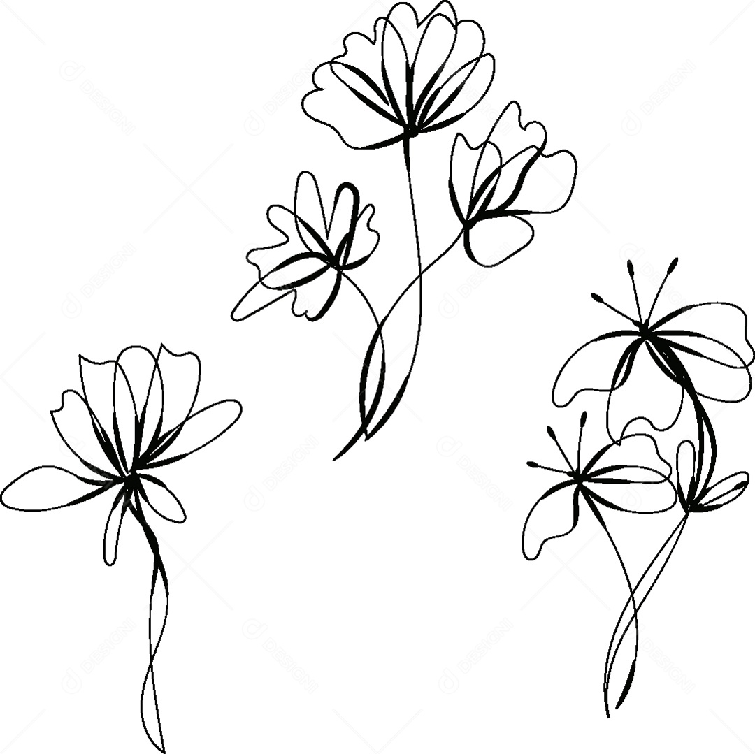 Desenho de Flores Feito a Mão Vetor EPS