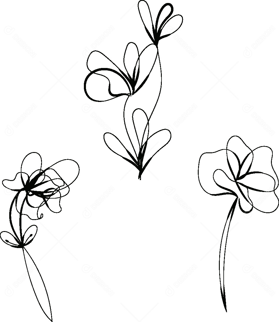 Desenho de Flores Feito a Mão Vetor EPS