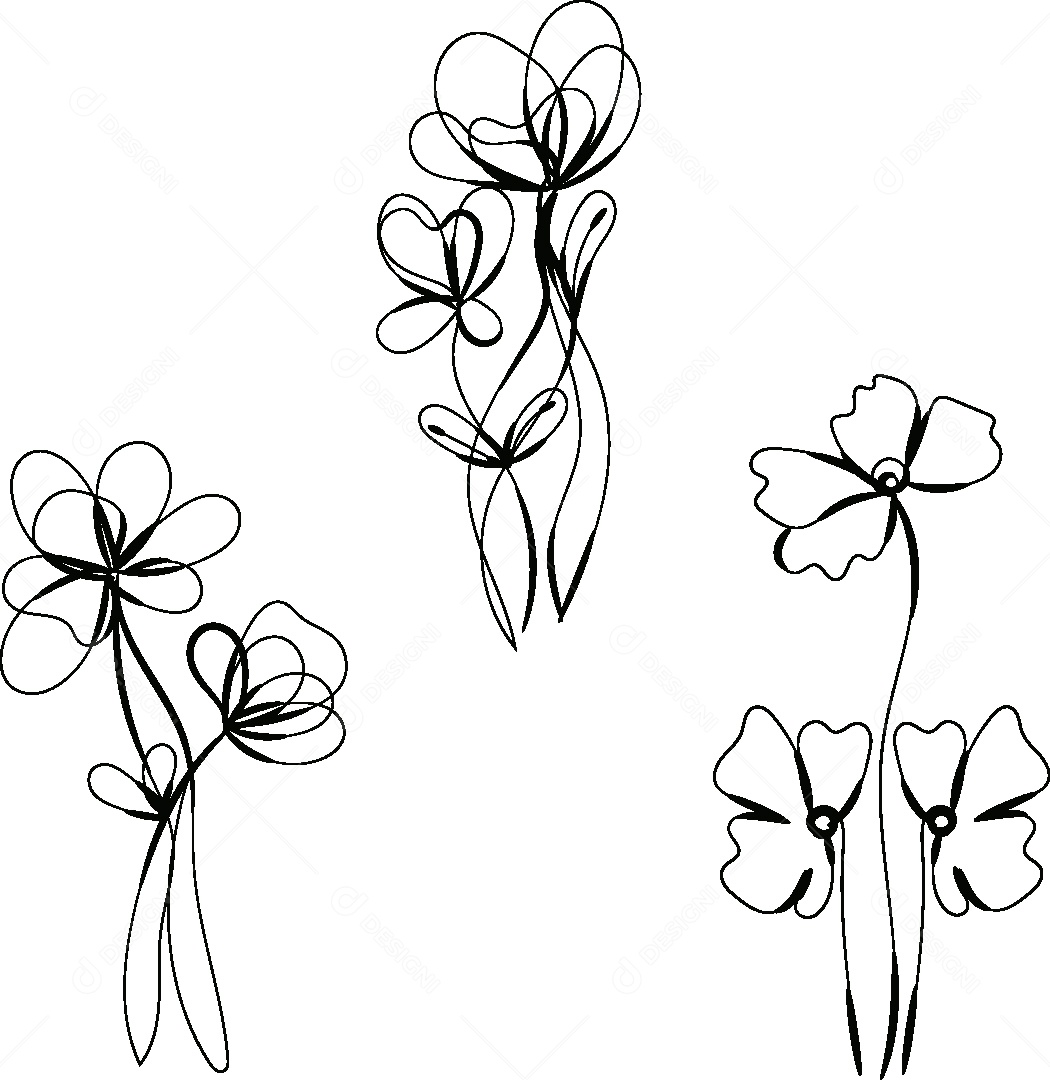 Desenho de Flores Feito a Mão Vetor EPS