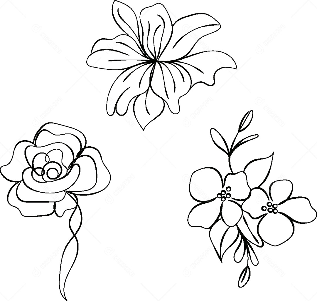 Desenho de Flores Feito a Mão Vetor EPS