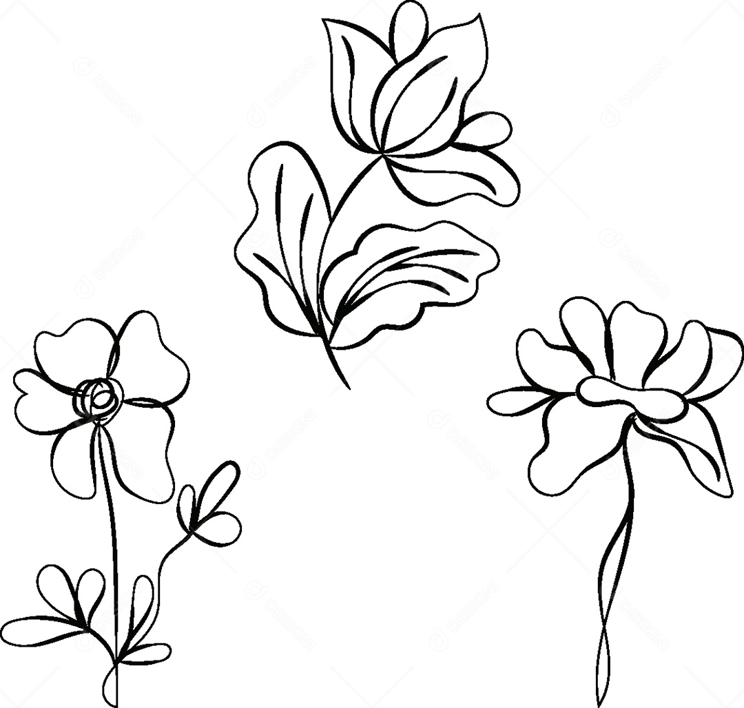 Desenho de Flores Feito a Mão Vetor EPS
