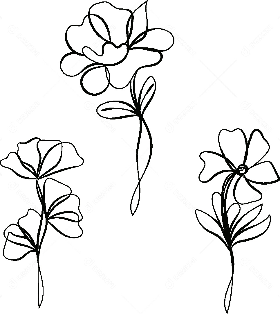 Desenho de Flores Feito a Mão Vetor EPS