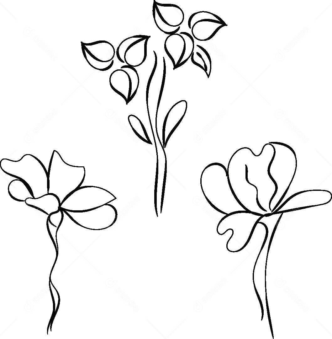Desenho de Flores Feito a Mão Vetor EPS