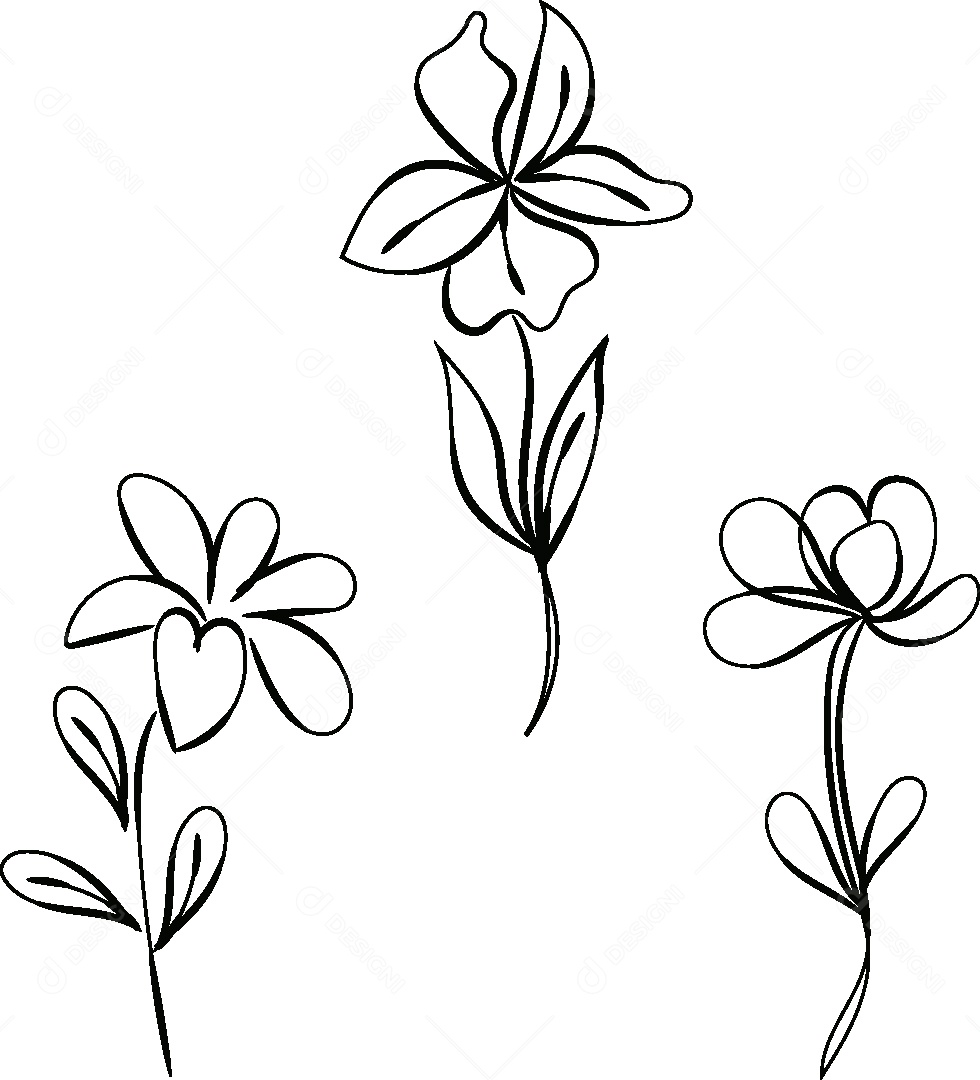 Desenho de Flores Feito a Mão Vetor EPS