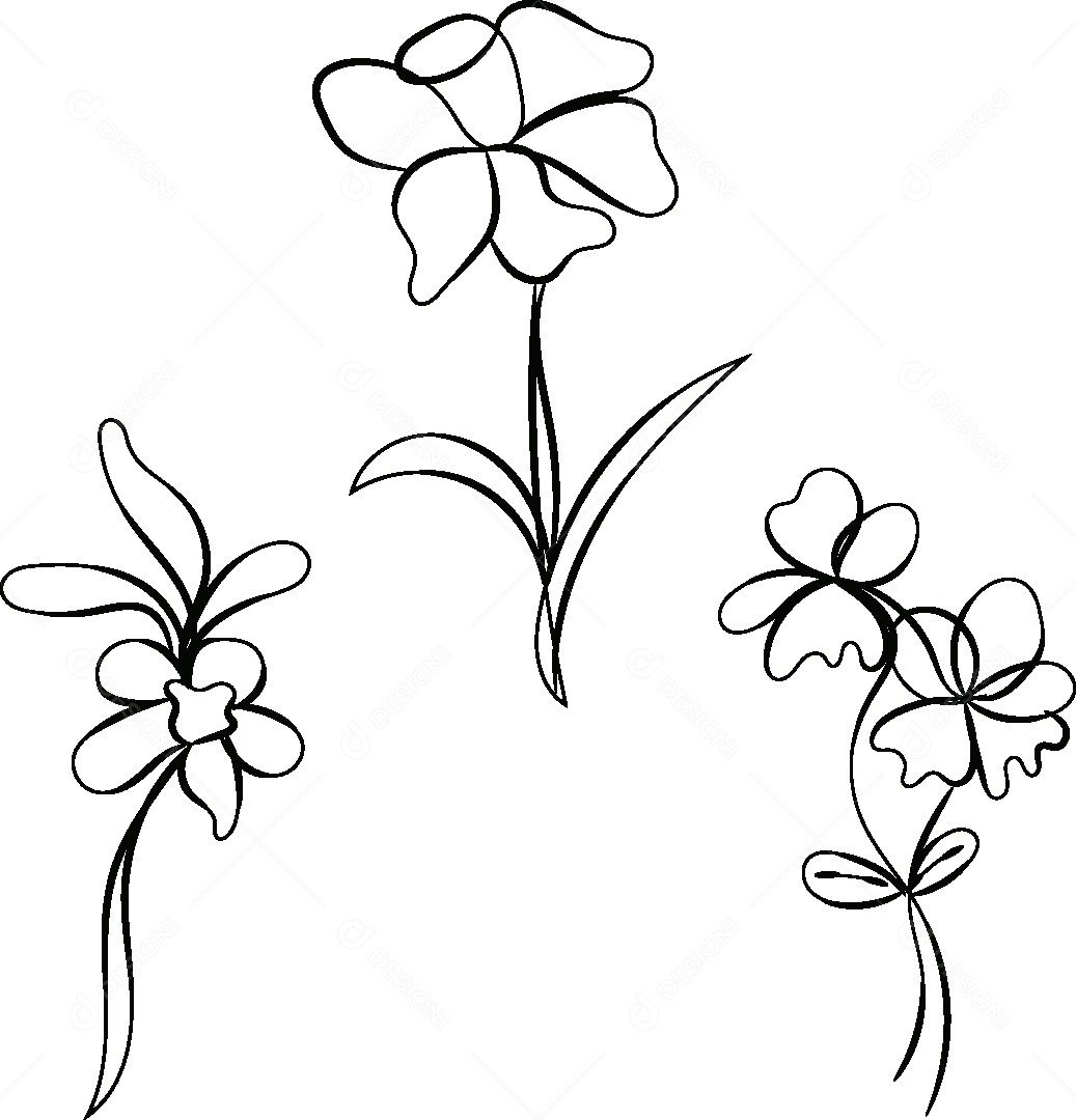 Desenho de Flores Feito a Mão Vetor EPS
