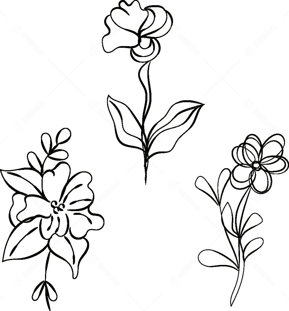 Desenho de Flores Feito a Mão Vetor EPS