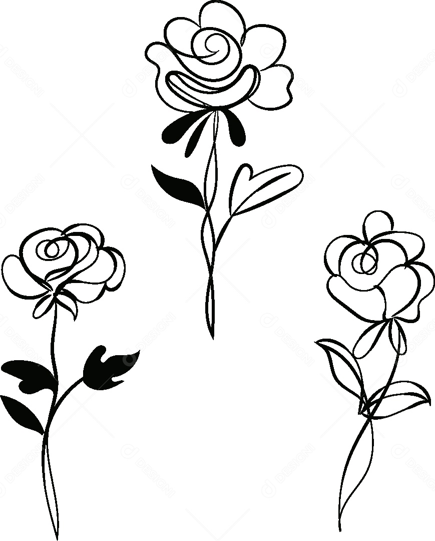 Desenho de Flores Feito a Mão Vetor EPS