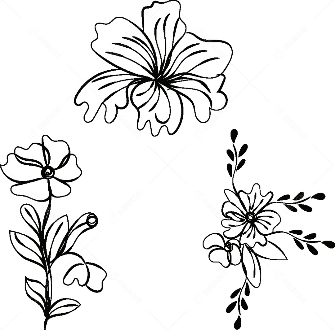 Desenho de Flores Feito a Mão Vetor EPS