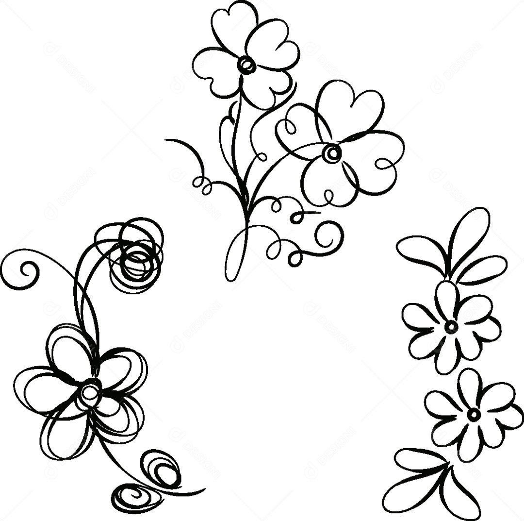 Desenho de Flores Feito a Mão Vetor EPS