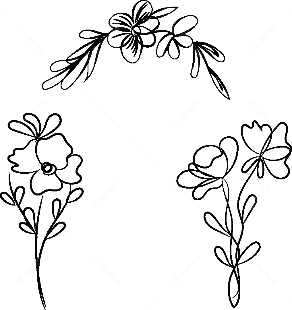 Desenho de Flores Feito a Mão Vetor EPS