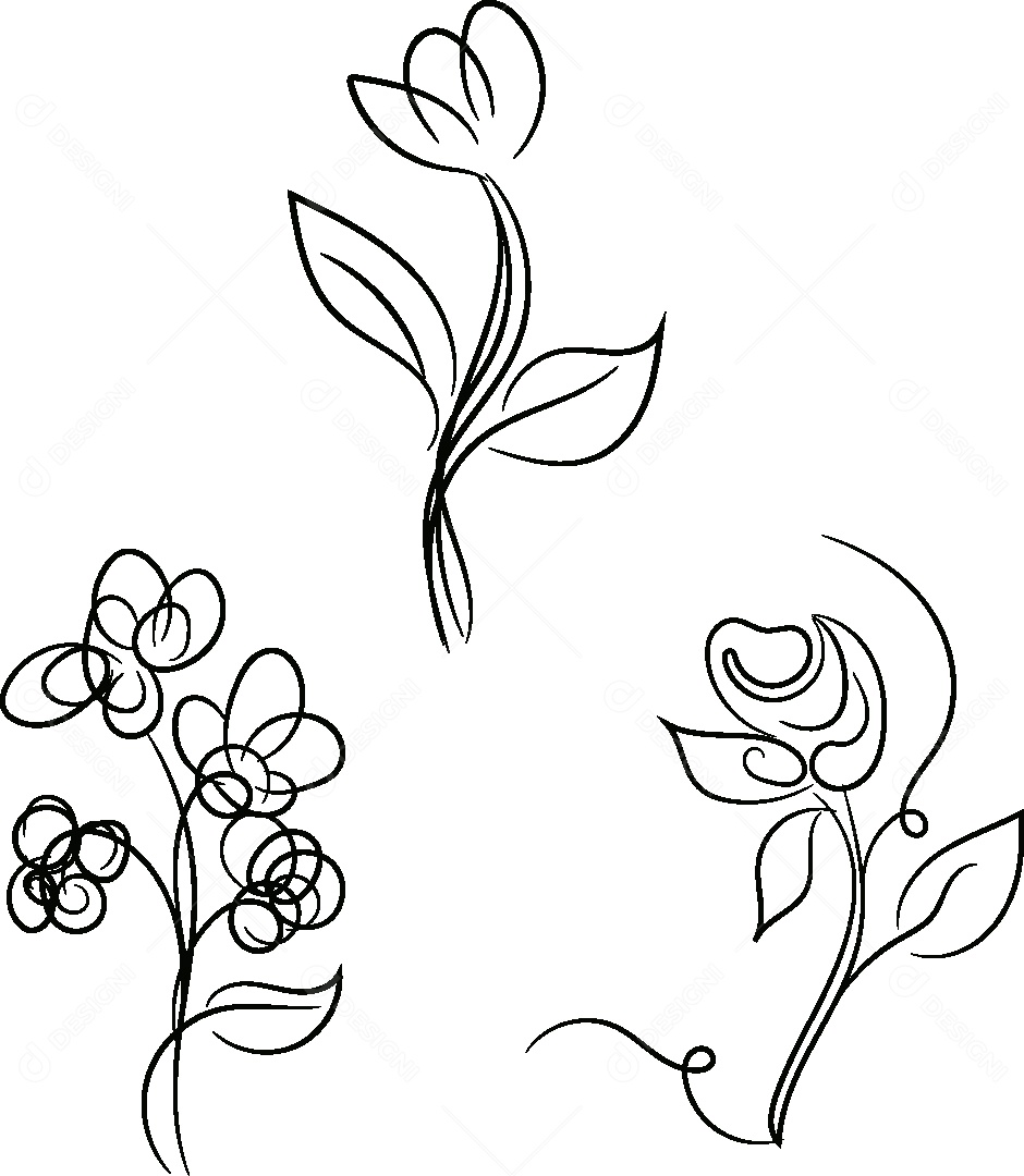Desenho de Flores Feito a Mão Vetor EPS