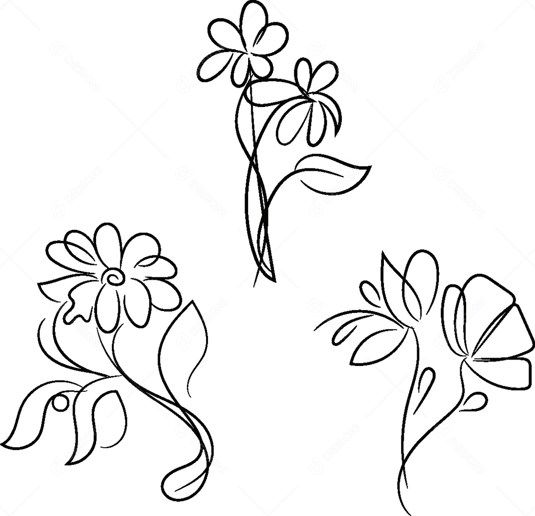 Desenho de Flores Feito a Mão Vetor EPS