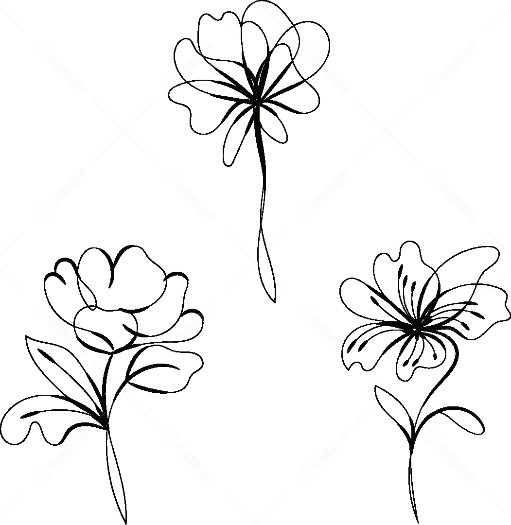 Desenho de Flores Feito a Mão Vetor EPS
