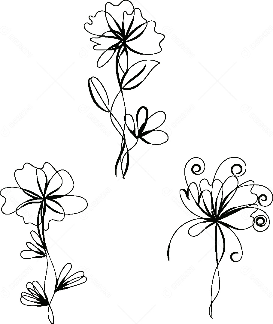 Desenho de Flores Feito a Mão Vetor EPS