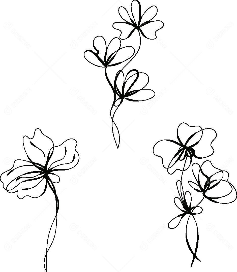 Desenho de Flores Feito a Mão Vetor EPS