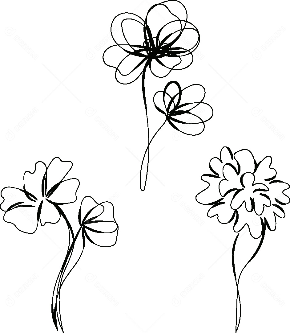 Desenho de Flores Feito a Mão Vetor EPS