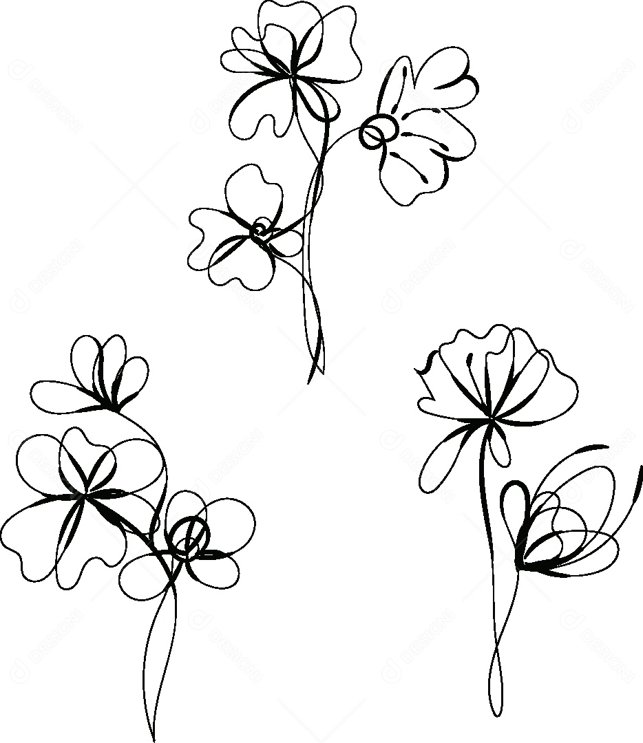 Desenho de Flores Feito a Mão Vetor EPS