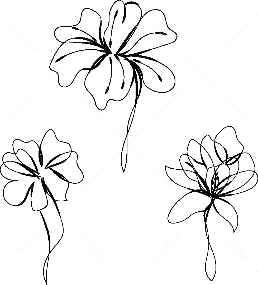 Desenho de Flores Feito a Mão Vetor EPS