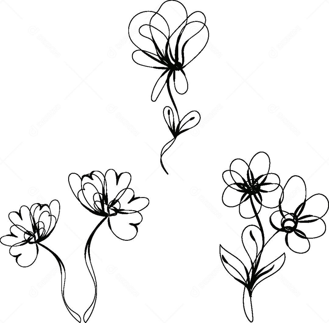 Desenho de Flores Feito a Mão Vetor EPS