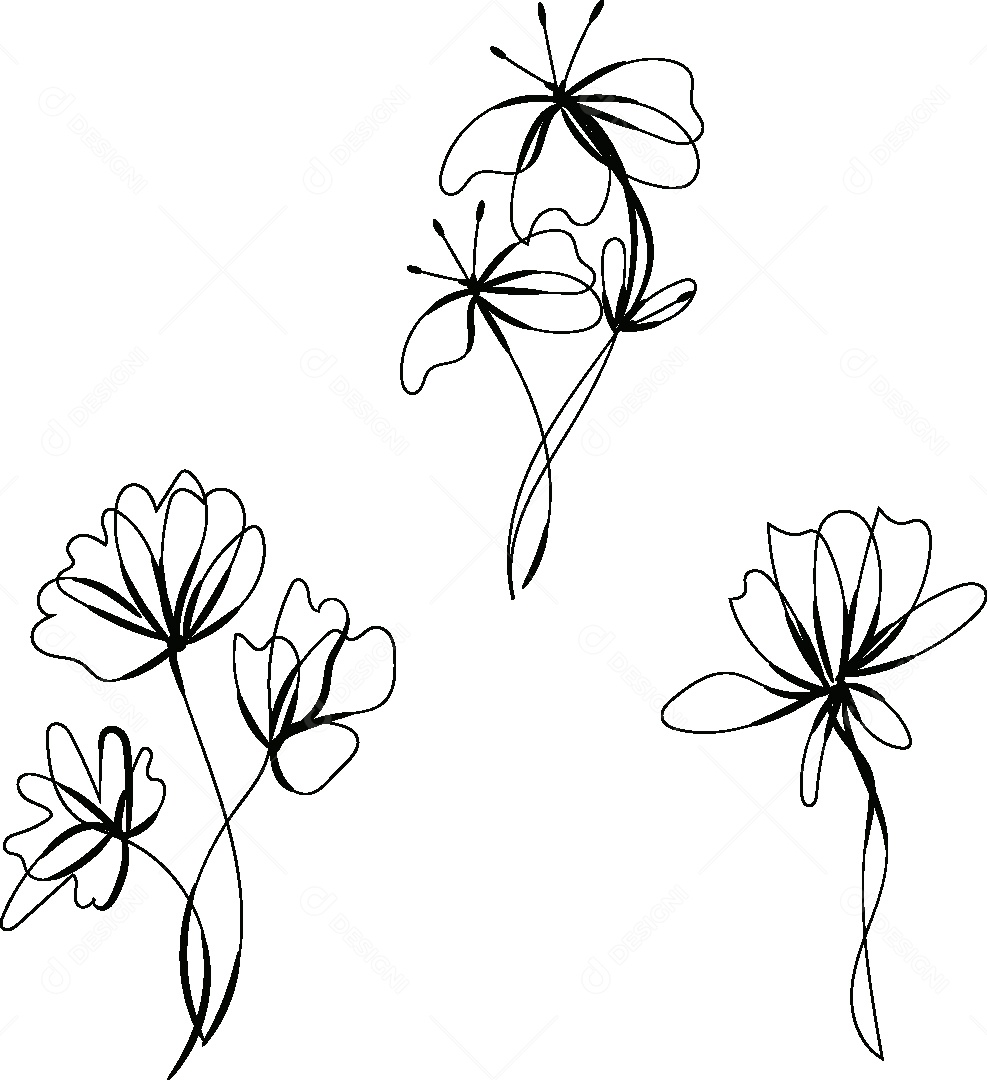 Desenho de Flores Feito a Mão Vetor EPS