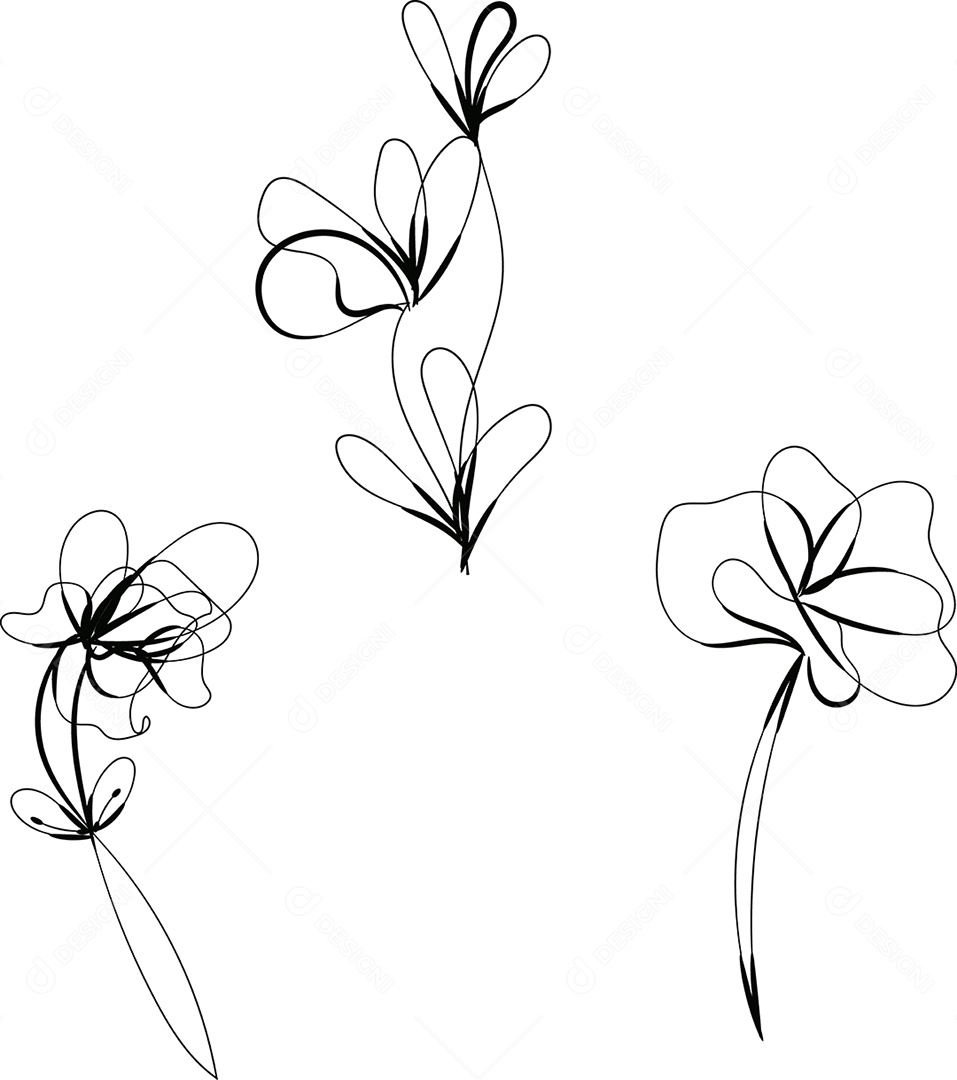 Desenho de Flores Feito a Mão Vetor EPS