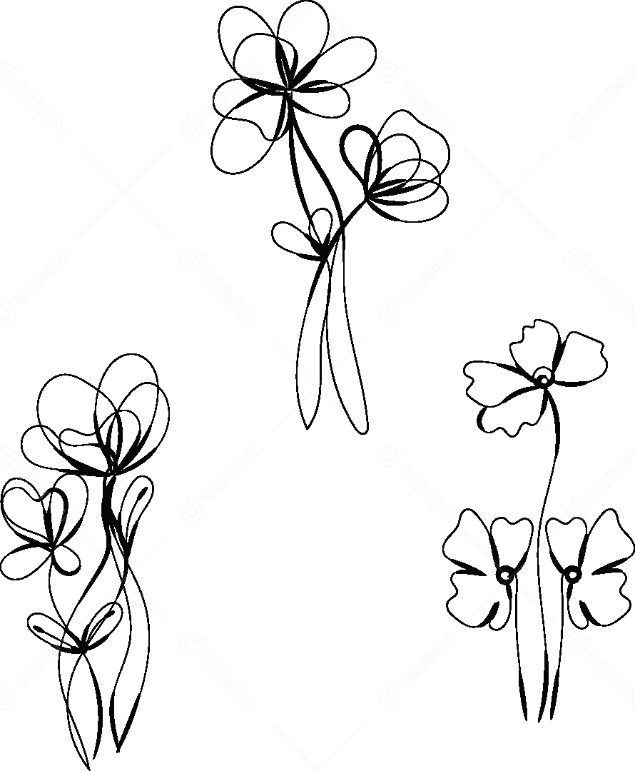 Desenho de Flores Feito a Mão Vetor EPS