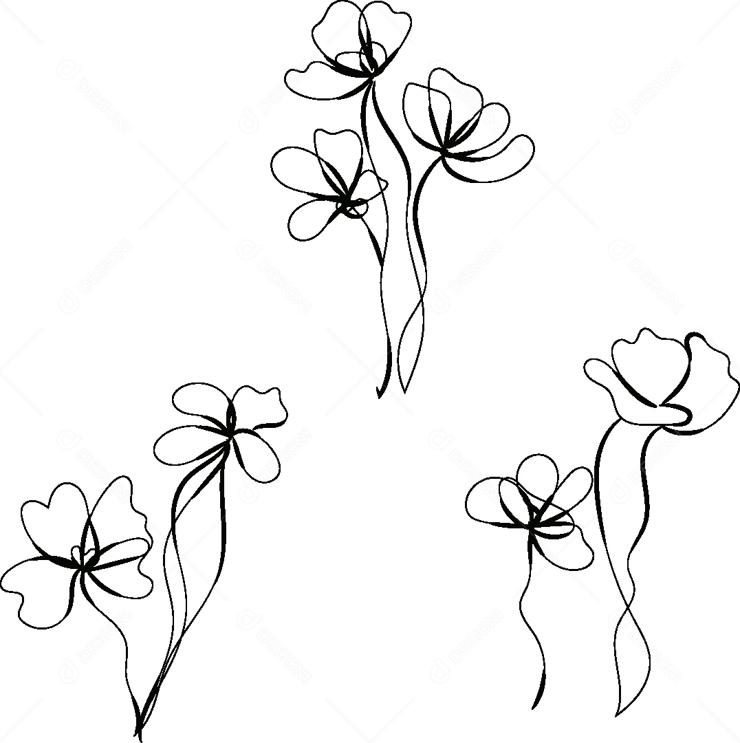 Desenho de Flores Feito a Mão Vetor EPS