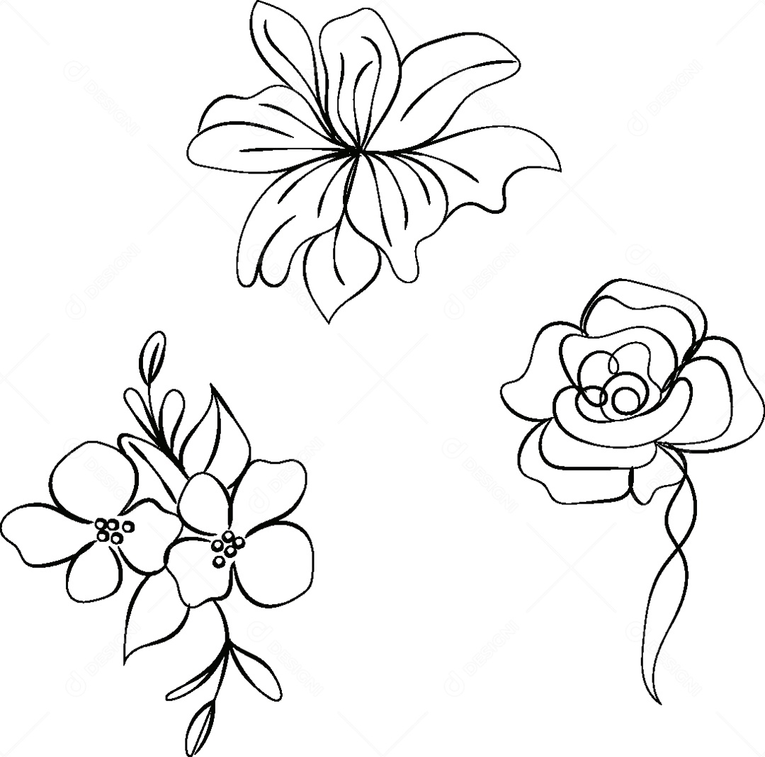 Desenho de Flores Feito a Mão Vetor EPS