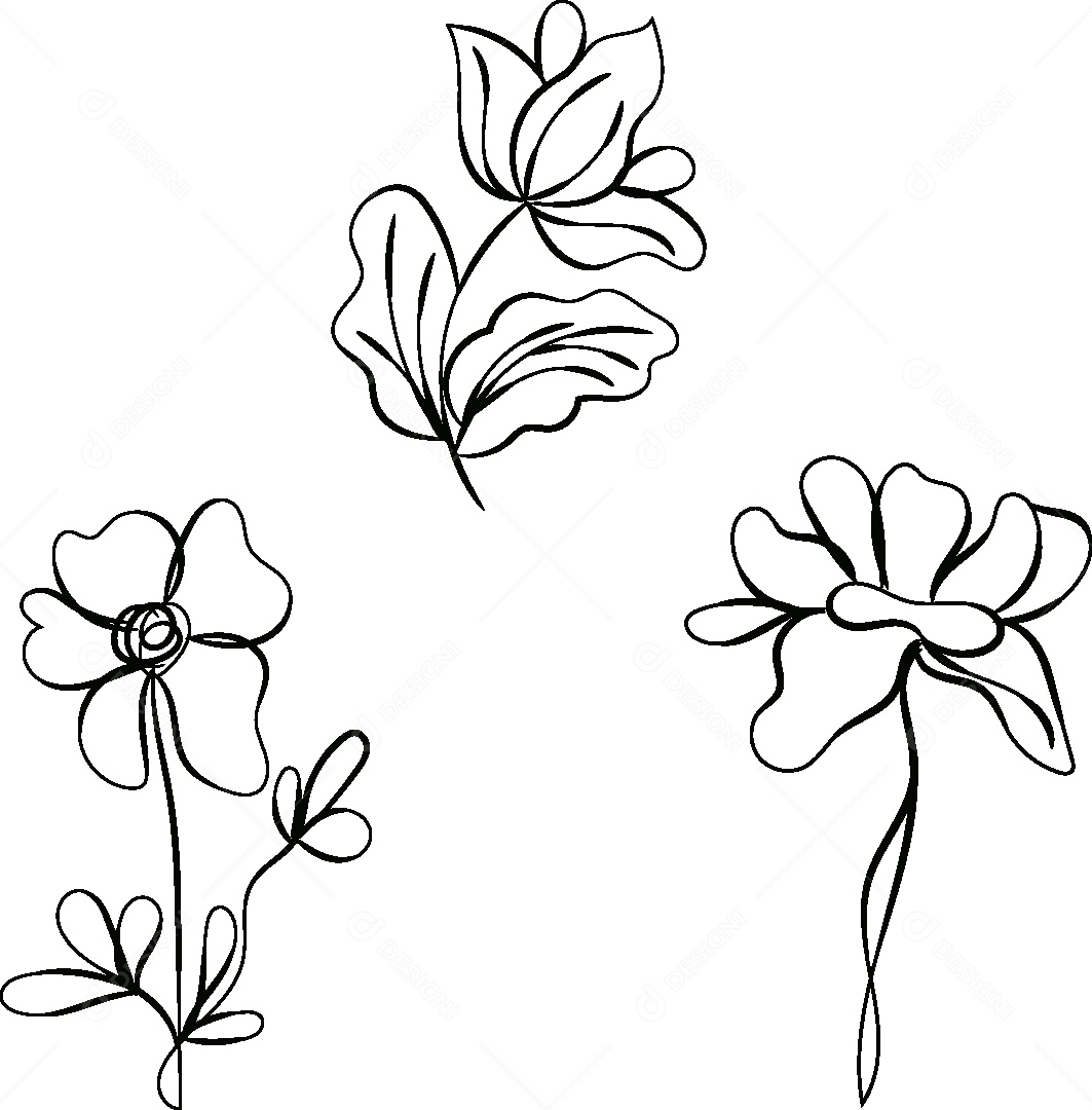 Desenho de Flores Feito a Mão Vetor EPS