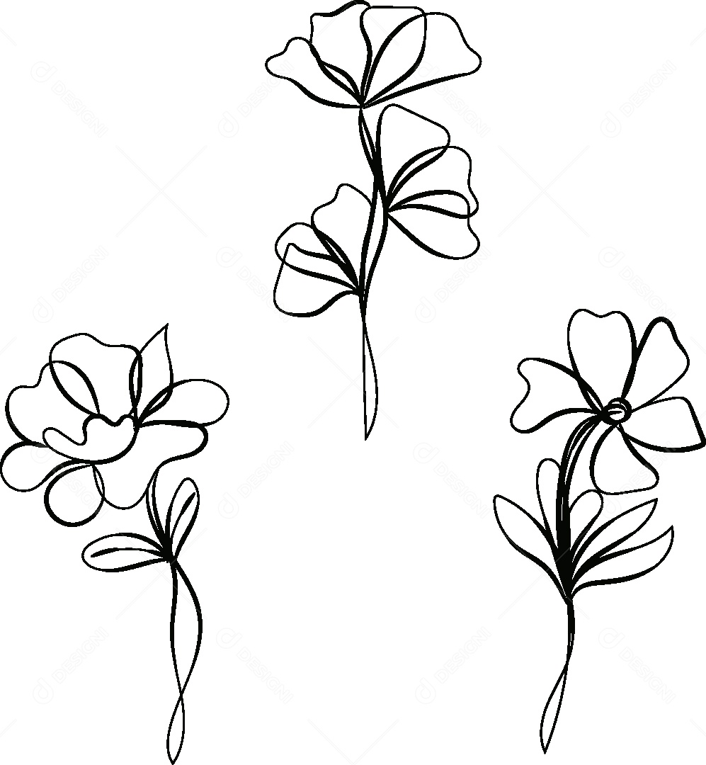 Desenho de Flores Feito a Mão Vetor EPS