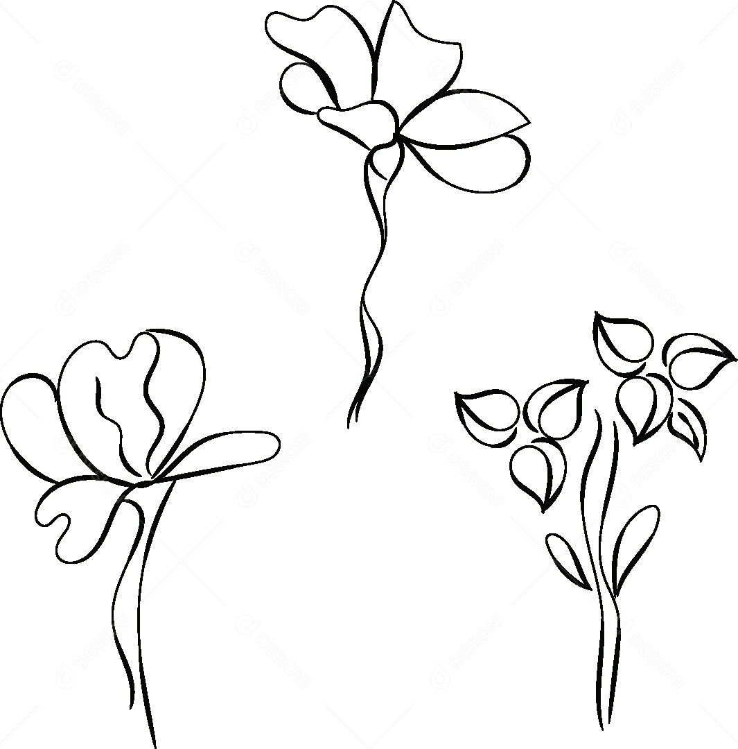 Desenho de Flores Feito a Mão Vetor EPS