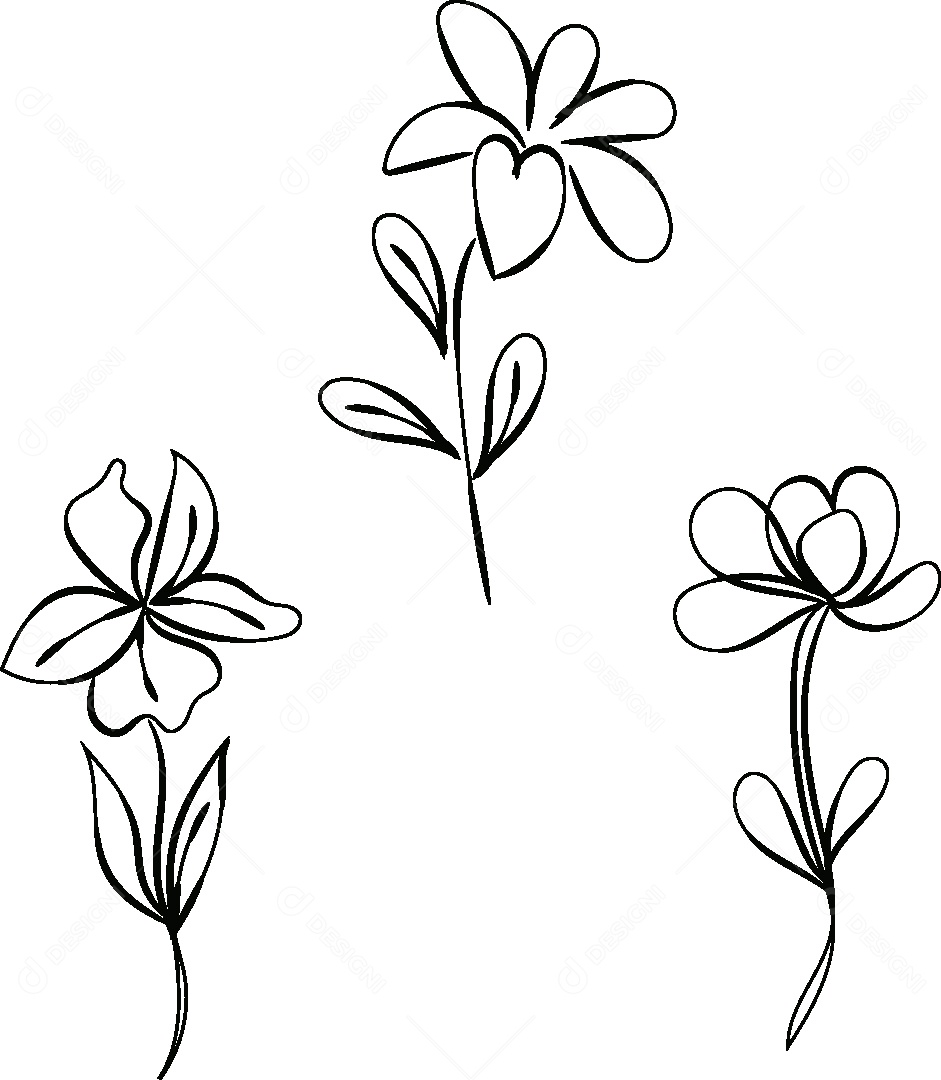 Desenho de Flores Feito a Mão Vetor EPS
