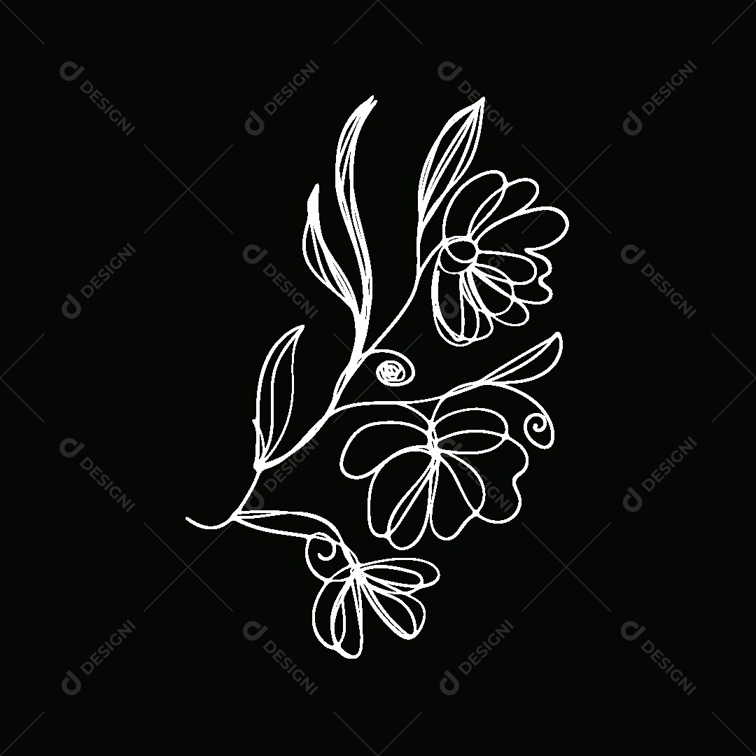 Desenho de Flores Feito a Mão Vetor EPS