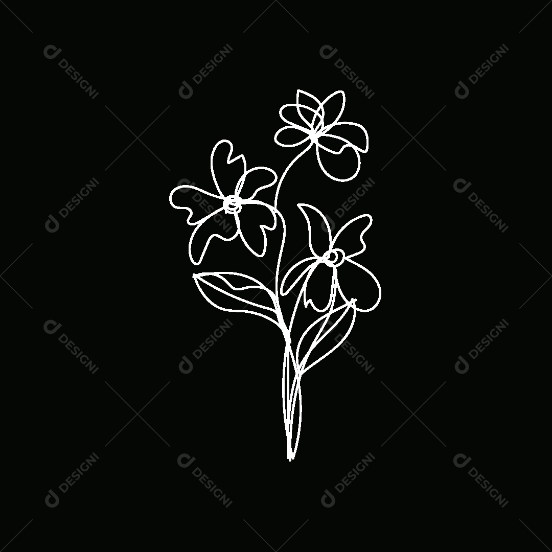 Desenho de Flores Feito a Mão Vetor EPS