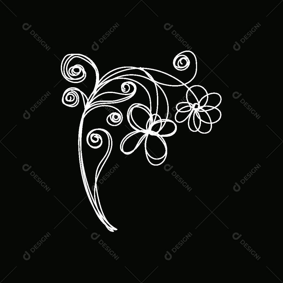 Desenho de Flores Feito a Mão Vetor EPS