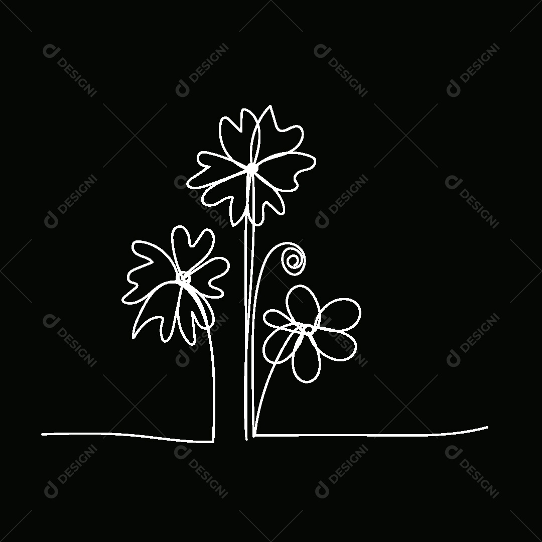 Desenho de Flores Feito a Mão Vetor EPS