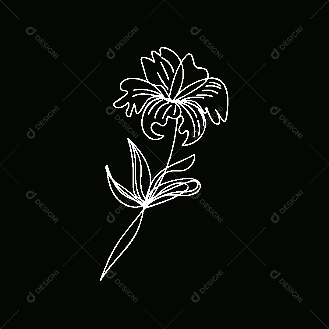 Desenho de Flores Feito a Mão Vetor EPS