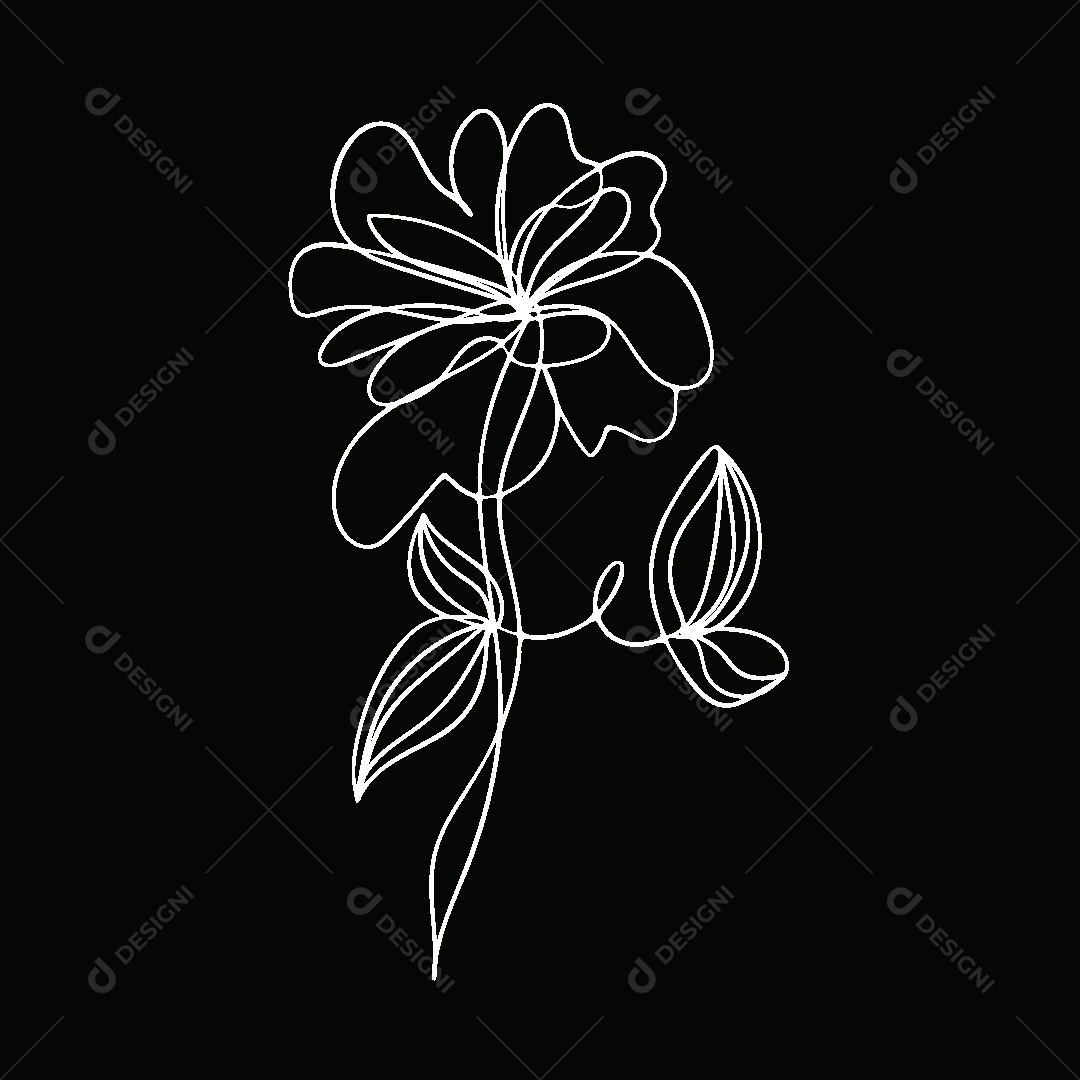 Desenho de Flores Feito a Mão Vetor EPS