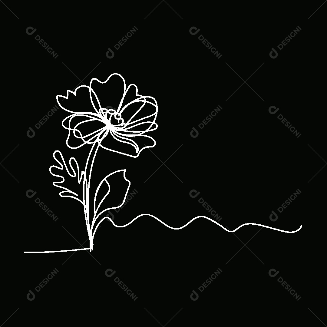 Desenho de Flores Feito a Mão Vetor EPS