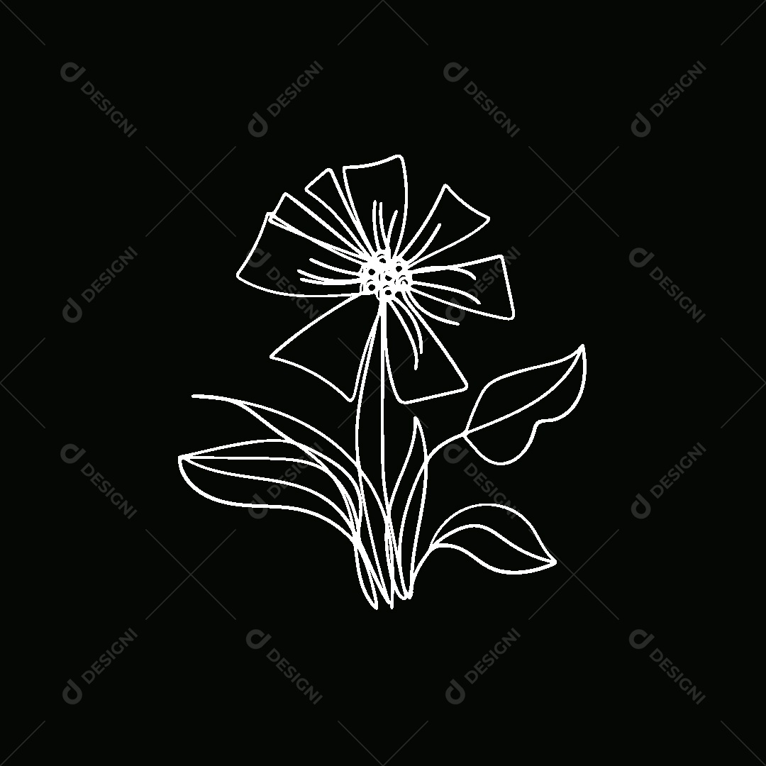 Desenho de Flores Feito a Mão Vetor EPS