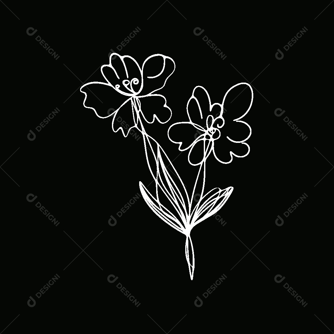 Desenho de Flores Feito a Mão Vetor EPS