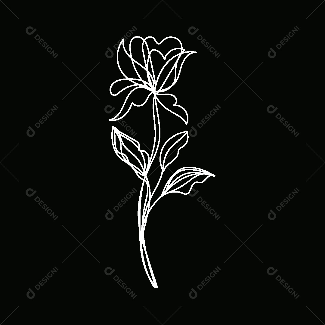 Desenho de Flores Feito a Mão Vetor EPS