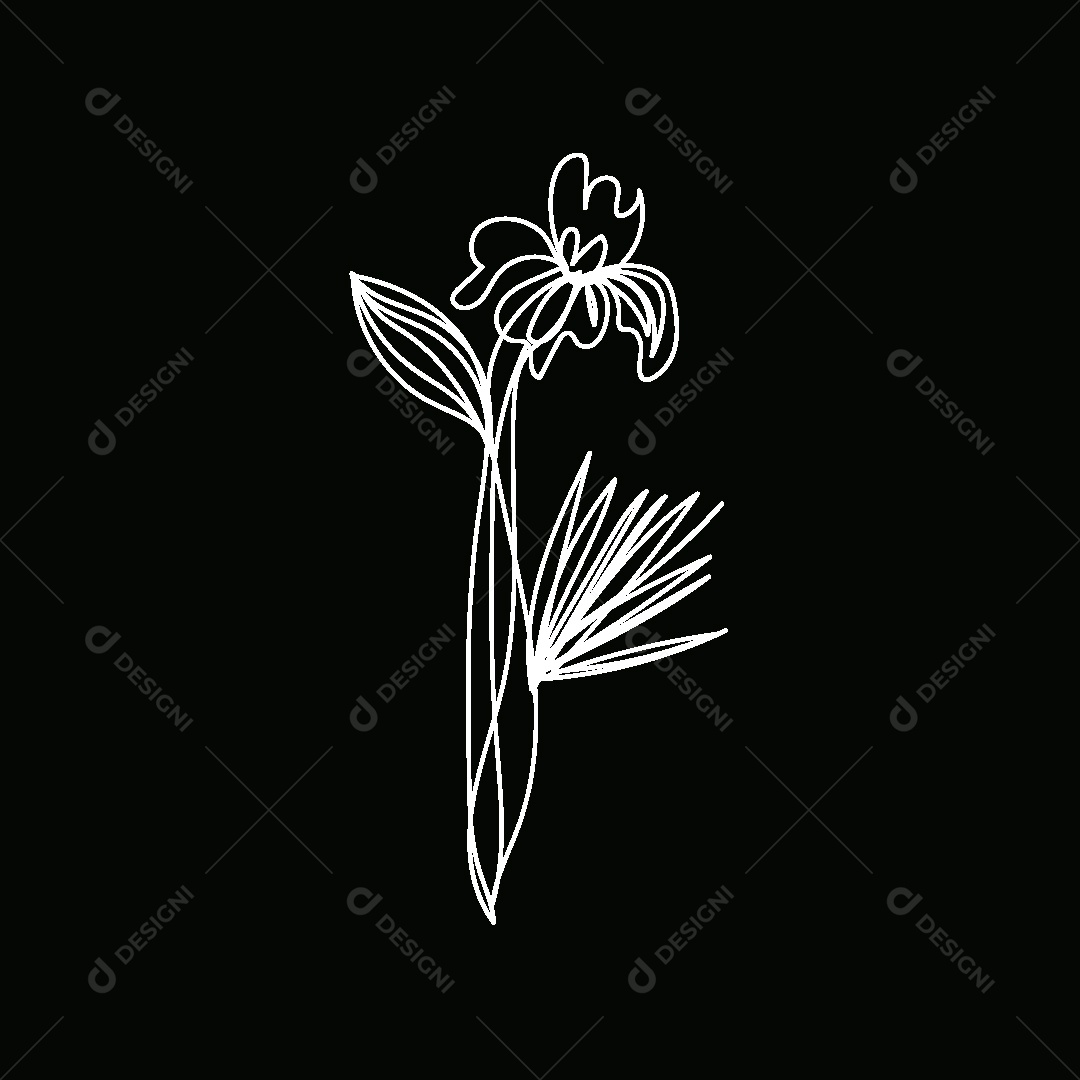 Desenho de Flores Feito a Mão Vetor EPS